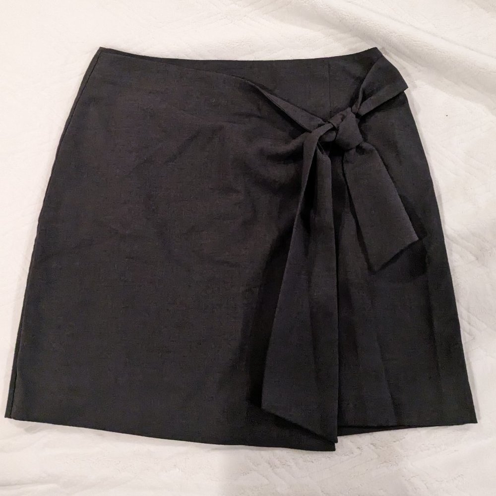 Loft Outlet Gray Bow Tie Faux Wrap Skirt Size 8